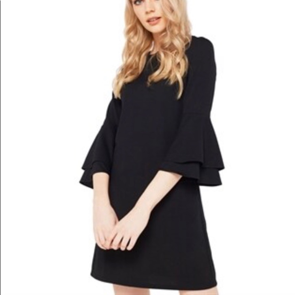 Miss Selfridge flute sleeve shift dress black 2